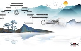 现代 淡雅中式山水 TiF分层