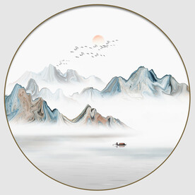 圆形抽象水墨画