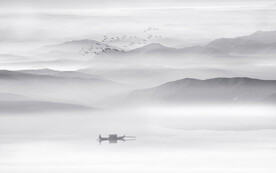 现代意境新中式山水背景壁画