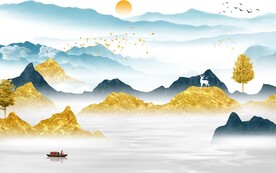 意境 极简客厅山水 Tif分层