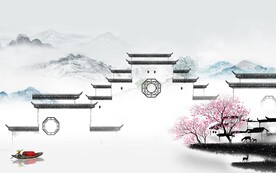 人气 极简客厅山水 Tif分层