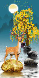 玄关发财树晶瓷装饰画