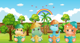 可爱恐龙背景墙