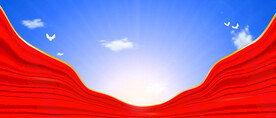 通用蓝天白云红旗和平鸽阳光背景