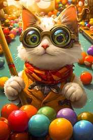 可爱猫咪展板广告壁画挂画背景墙