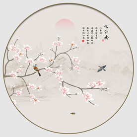 圆形花鸟画