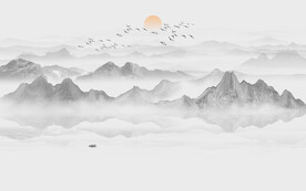 水墨山水画背景墙
