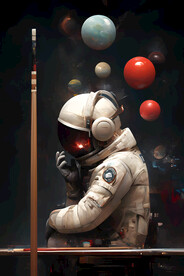 创意宇航员台球广告展板壁画挂画