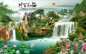 江南风景画电视背景墙装饰