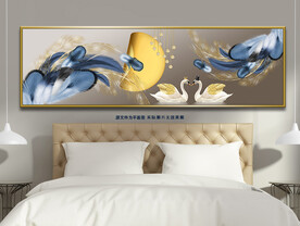 现代简约心心相印天鹅湖装饰画