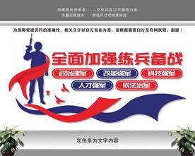 全面加强练兵备战强军军队文化墙