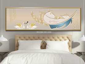 抽象简约浮雕羽毛床头装饰画