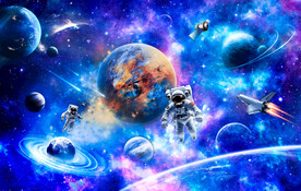 梦幻星球宇宙太空宇航员星空背景