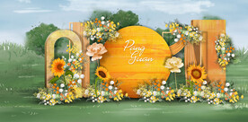 橙黄色户外迎宾区