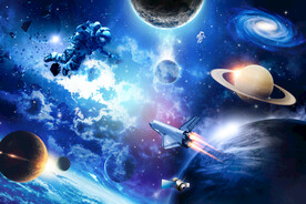 太空宇航员宇宙星球航天火箭背景