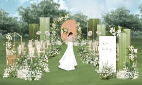  白绿色户外婚礼