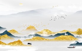 淡雅 大气意境山水 TIF分层