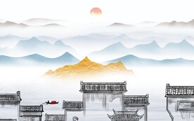 高档 中式客厅山水 TIF分层