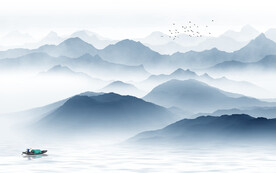 简约 中式客厅山水 TIF分层