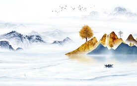 极简 高档山水墙画 TIf分层