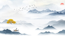 爆款 高档山水墙画 TIf分层