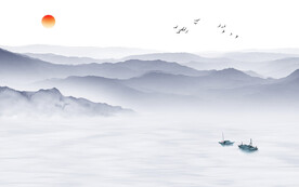 客厅 中式新山水画 TIF分层