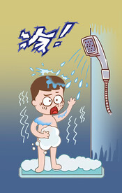 男人洗冷水澡瑟瑟发抖插图手绘