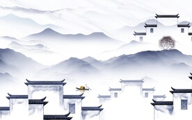 客厅 简意中式山水 TIF分层