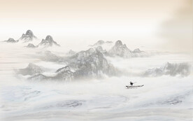 山水画背景墙图片