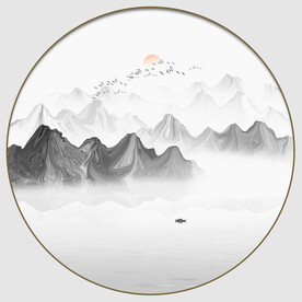 圆形水墨画