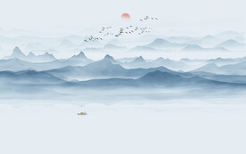 新中式意境水墨山水画背景墙