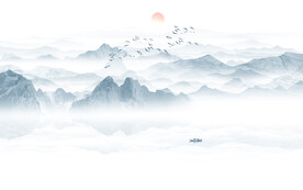 意境水墨山水画背景墙