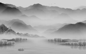 最新 中式灰色山水 TIF分层