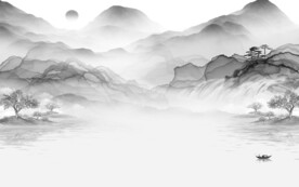 爆款 灰色中式山水 TiF分层