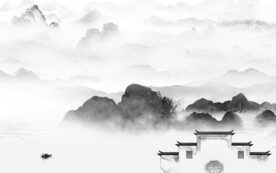 新品 灰色中式山水 TiF分层