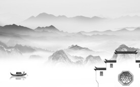 别墅 灰色中式山水 TiF分层