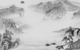 现代 灰色中式山水 TiF分层