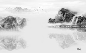 高雅 简约山水墙画 TIf分层