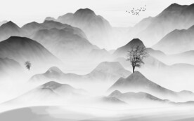 高档 灰色中式山水 TiF分层