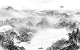 高清 灰色意境山水 TiF分层