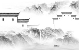 人气 灰色意境山水 TiF分层