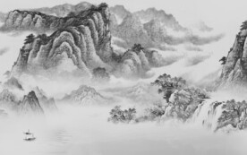 爆款 灰色中式山水 TIF分层