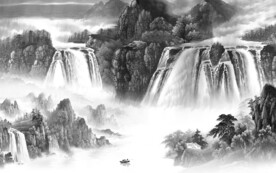 高雅 灰色中式山水 TIF分层