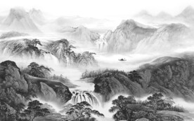 人气 灰色中式山水 TIF分层