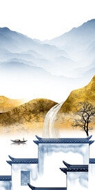 新品 山水玄关框画 TIF分层