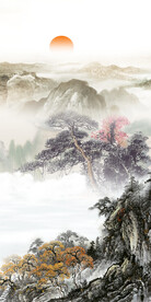 高档 山水玄关框画 TIF分层