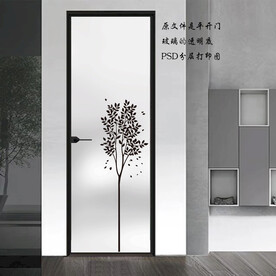 高清分层透明底平开门打印图