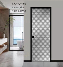 高清分层透明底平开门打印图 