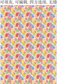 夏季冰淇淋 水果图案