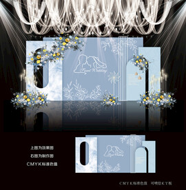 蓝色简约婚礼背景